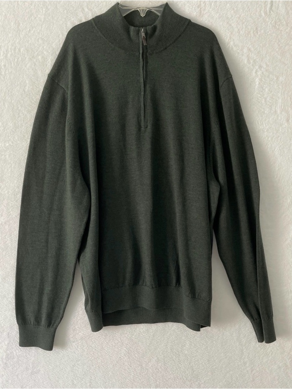Fairway & Greene Mens XXL Green 100% Baruffa Merino Wool Quarter Zip Sweater
